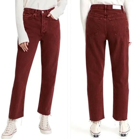 RE/DONE 70's High Rise Stove Pipe Jeans Washed Brick Brown Red Sz  {3K11} - Picture 2 of 7